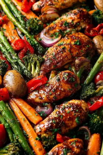 ONE PAN Balsamic Chicken and Veggies
