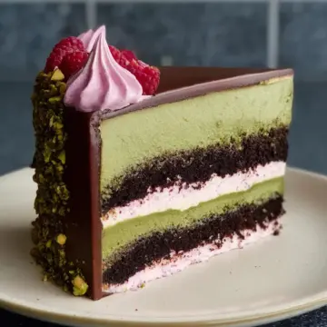 Pistachio and Raspberry Chocolate Cake
