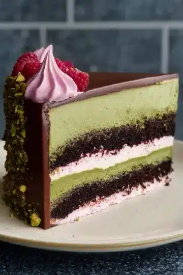 Pistachio and Raspberry Chocolate Cake