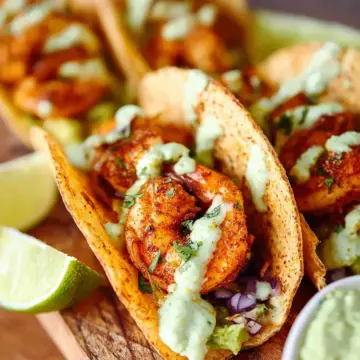 Spicy Shrimp Tacos with Avocado Crema