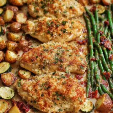 Parmesan Crusted Chicken Sheet Pan Dinner