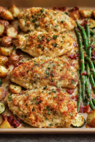 Parmesan Crusted Chicken Sheet Pan Dinner