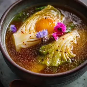 Miso Vegetable Broth with Roasted Napa Cabbage