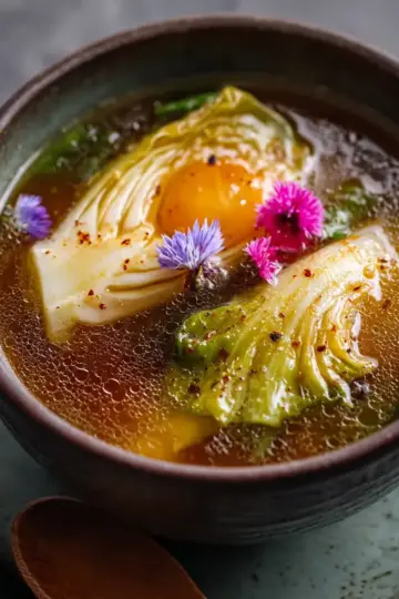 Miso Vegetable Broth with Roasted Napa Cabbage