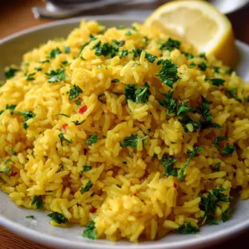 One-Pot Mediterranean Yellow Rice with Lemon and Herbs