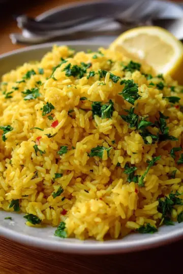 One-Pot Mediterranean Yellow Rice with Lemon and Herbs