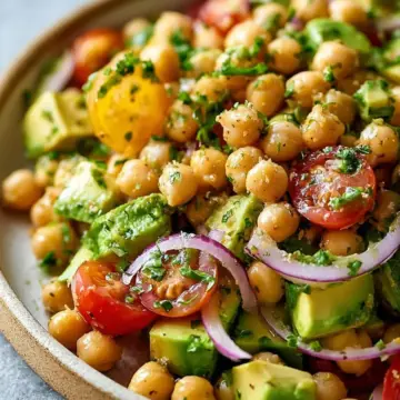 Chickpea Avocado Salad with Lemon Dressing