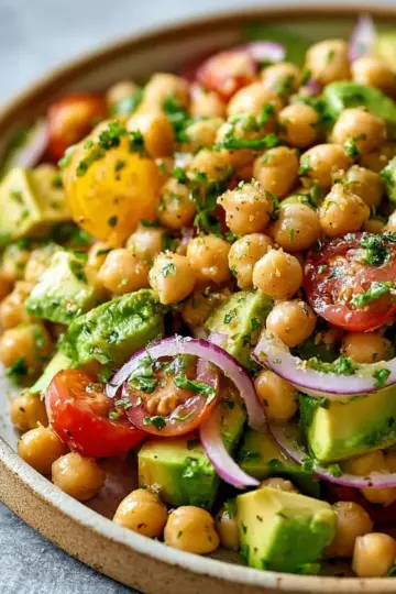 Chickpea Avocado Salad with Lemon Dressing