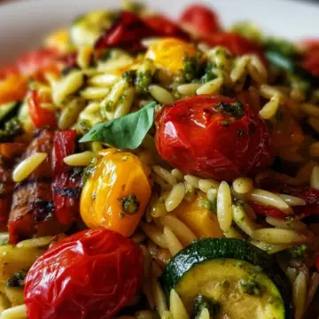 Orzo with Roasted Vegetables and Pesto
