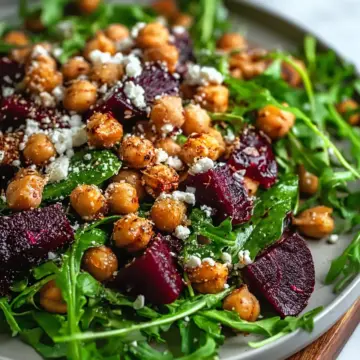 Roasted Beet & Arugula Chickpea Salad