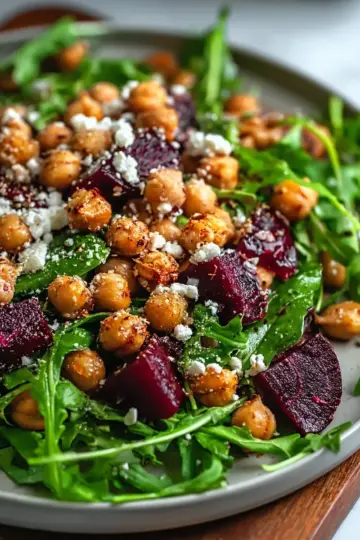 Roasted Beet & Arugula Chickpea Salad
