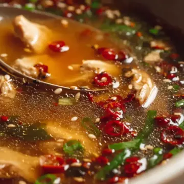 Ginger Chicken Soup with Garlic, Sesame & Chili Oil