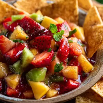 Fruit Salsa with Cinnamon Sugar Tortilla Chips