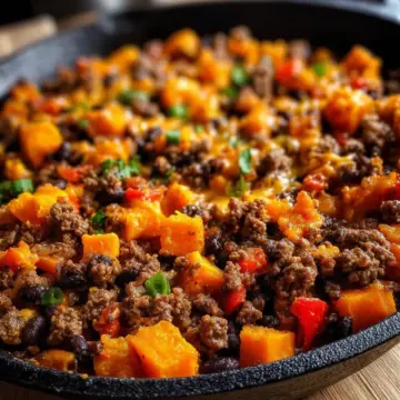 Southwest Ground Beef and Sweet Potato Skillet