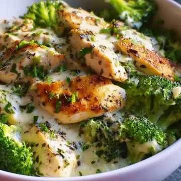 Creamy Garlic Chicken and Broccoli Bowls