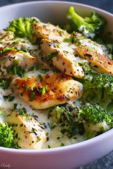 Creamy Garlic Chicken and Broccoli Bowls