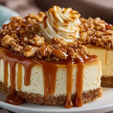 Caramel Crunch Apple Crisp Cheesecake